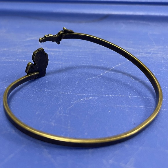 Silver & Bronze Michigan Lower & Upper Peninsula Bangle Bracelet Set - Picture 7 of 7